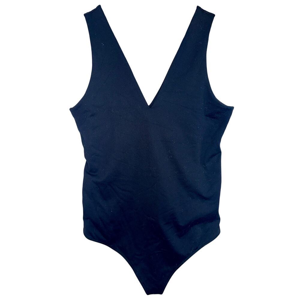 Abercrombie & Fitch Soft AF Black V-Neck Sleeveless Bodysuit Top Womens Size L